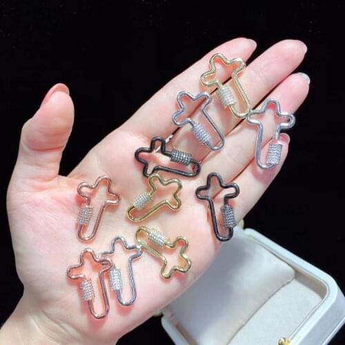 ST026 High Quality Cubic Zirconia Pave With Cross Shape Clasp Electroplated Clasp Jewelry Findings Fashion Jewelry