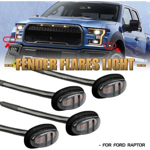 Tendtop 4PCS Bapmic Wheel Fender Signal Led Light Fit For Ford F-150 Raptor 2017 2018 2019 Auto Replacement Parts Amber Lamp