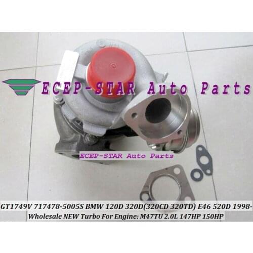 GT1749V 717478-5006S 717478 717478-0004 Turbo Turbocharger For BMW 120D 320D 320CD 320TD E46 520D 1998- M47TU 2.0L D 147HP 150HP