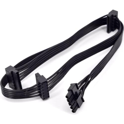 5Pin Male 1 to 3 SATA 15Pin Power Supply Extension Cable 90 Degree SATA SSD Power Port Multiplier for Great Wall Modular