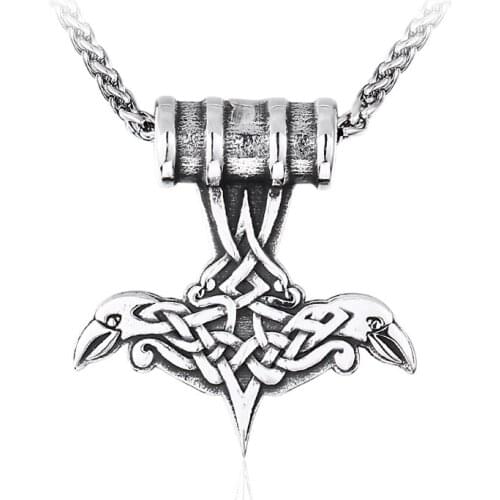 VIKING Odin Raven Talisman Amulet Viking Male Pendant Necklace Bird Jewelry Runes Neckless Wiccan Pagan Men Accessories