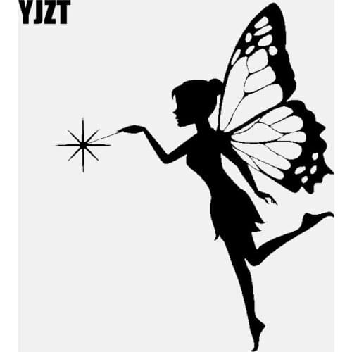 YJZT 13CM*16.3CM Butterfly Fairy Personalized Decal Vinyl Car Sticker For Black/Silver C24-0130
