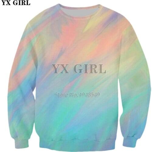 YX GIRL Drop shipping 2018 New Fashion Mens Womens O-neck Sweatshirt swirl of vibrant colors 3d Print casual pullover