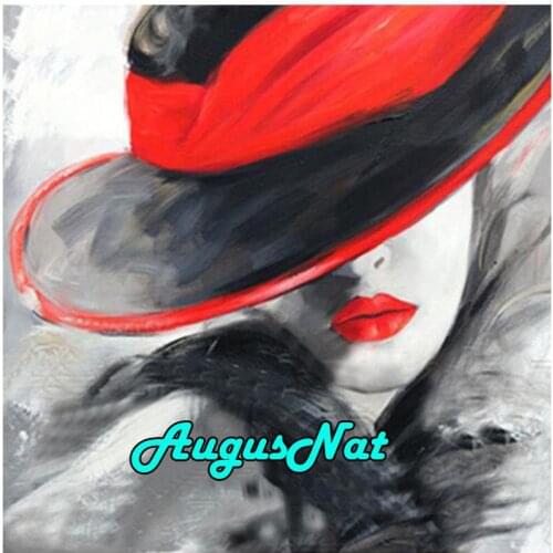 Woman diamond painting hat woman full daimont embroidery cross stitch daimand mosaic art diamant canvas painting poster big size