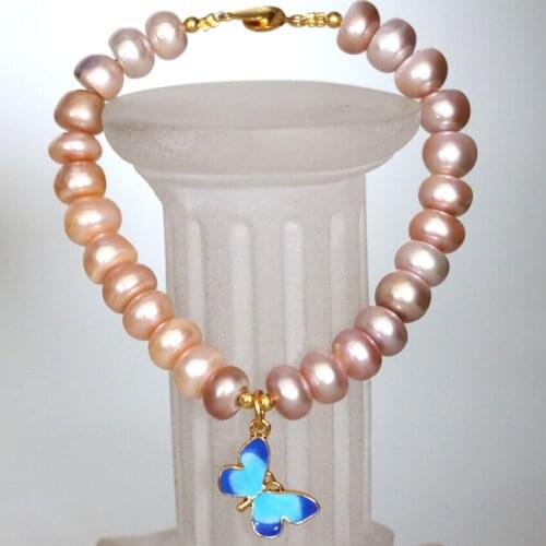 Hot Sale Natural Pearl Orange Purple Abacus Rondelle 9-10mm Beads Bracelets for Women Weddings Party Gifts Jewelry 7.5inch B2969