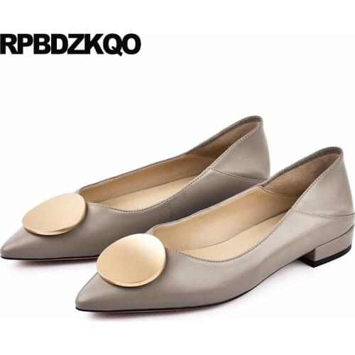 Ladies beautiful flats shoes china slippers mules genuine leather work gray women slip on chinese pointed toe custom designer