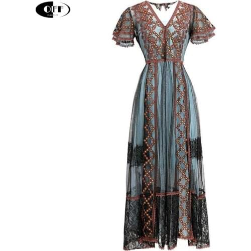 Designer 2020 Summer Women maxi dress Sexy Backless Floral Embroidery Party night Elegant Holiday long Dresses Female Vestidos