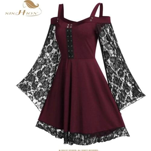 Dresses for women 2021 Gothic Cold Shoulder Long Flared Sleeve Waist Tight Bandage Party Dress Women Clothing dress VD2130