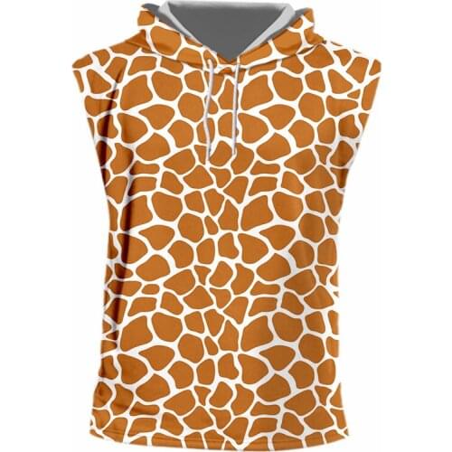 IFPD EU Size Vest Men New Gyms 3D Hooded Tank Tops Print Giraffe Stripes Casual Plus Size 6XL Unisex Summer Sleeveless Shirt