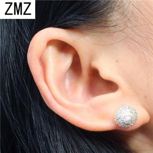 ZMZ 2019 10pcs cute Round treasure diamo earring gold/silver plated unique with pearl & shinny stones fashion jewelry for women