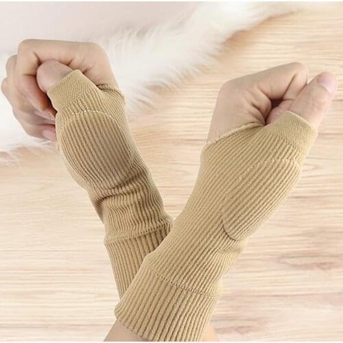 1 Pair Unisex Winter Solid Color Fingerless Gloves Sports Compression Gloves Fitness Training Hand Wrist Warmer Mittens