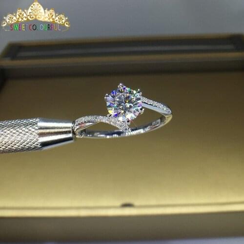 100% 18K 750Au Gold Moissanite Diamond Ring D color VVS With national certificate MO-00112