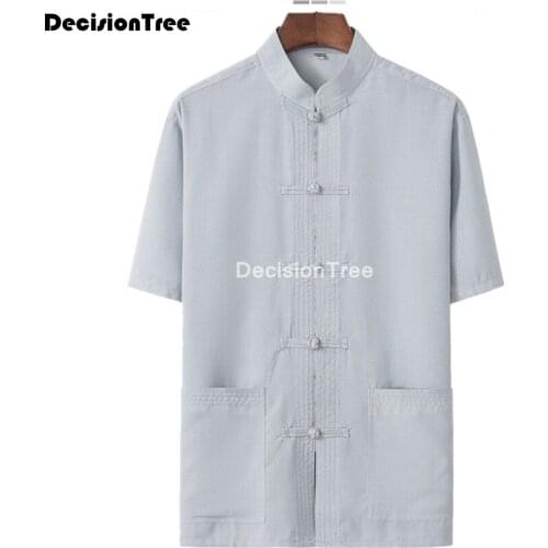 2021 tradictional chinese clothing for men long sleeve cotton linen loose shirts kung fu tai chi tang suit chinese tops