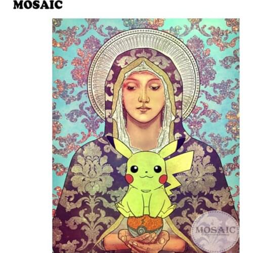3D Diamond Embroidery Icon DIY Pokemon Virgin Mary Needle Gift Rhinestone Pasted Full Square Diamond Painting Religions D23