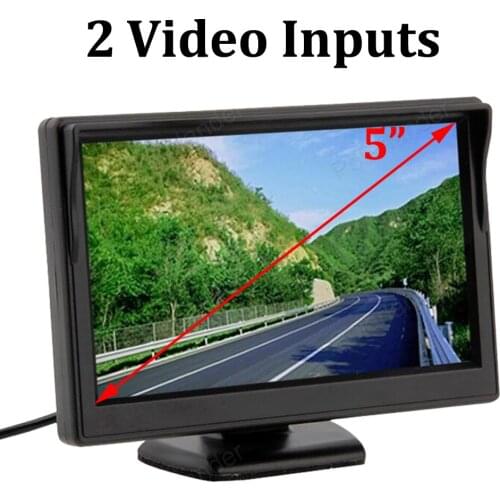 5 Inch TFT LCD Screen Parking Car Monitor Rear View Monitor 2 Video Inputs Support VCD DVD rearview Camera
