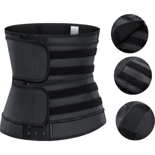 9 Steel Three-breasted New Buckle Sweating Sports Belt Latex Material Waist Belt Waist Trainer Rubber Plastic Belt Shapewear