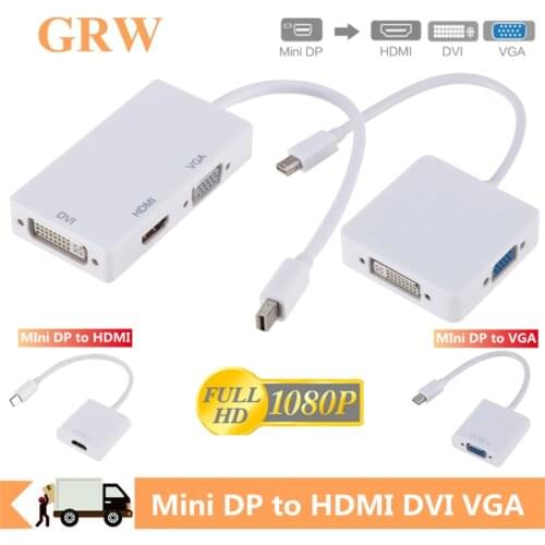 Grwibeou 3 in 1 Mini DP DisplayPort to HDMI VGA DVI Adapter Mini DP Cable Converter for MacBook Pro Air Mini DisplayPort