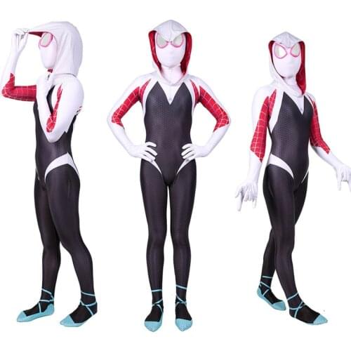 Anime Gwen Stacy Cosplay Costume Lycra for Halloween Costumes Gwen Bodysuit for Adult Kids