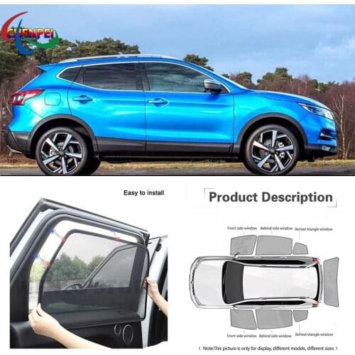 For Nissan Qashqai 2016 Car Full Side Windows Magnetic Sun Shade UV Protection Ray Blocking Mesh Visor Decoration Accessories