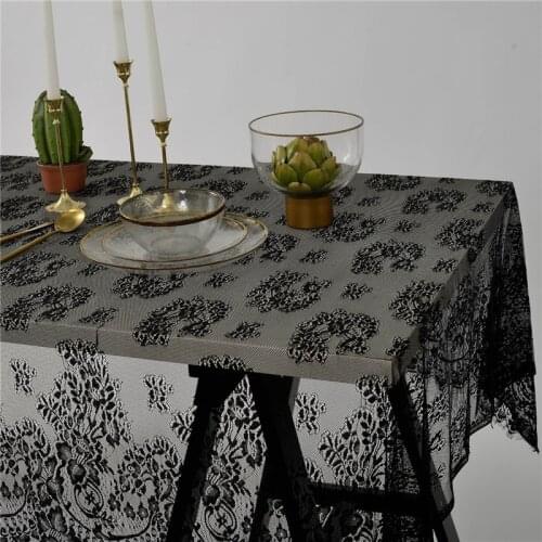 White/Black Lace Tablecloth For Wedding Birthday Decoration Lace Table Runner Dinner Table Cover Home Coffee Table Desk Decor