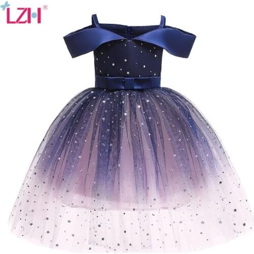 LZH Childrens Clothing Girl Party Dress 2021 Autumn New Lace Bowknot Princess Dress Girls Christmas Party Clothing Kids Dresses