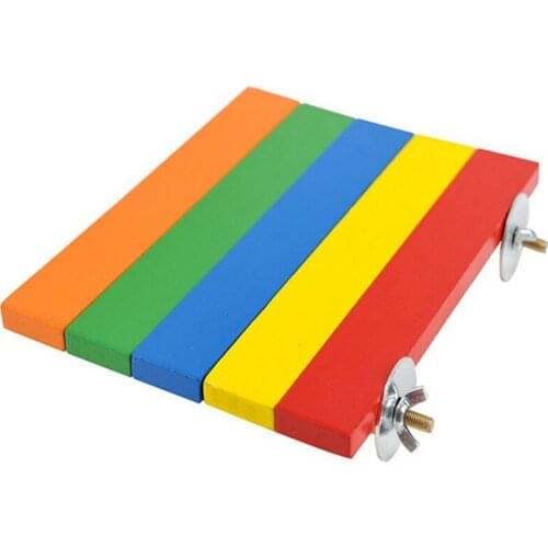 Hamster Toys Colorful Jumping Wood Board Pedal Bracket Rack Toy Rectangular Squirrel Cage Accessories Parrot Standing Platform