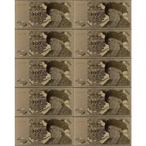 Collection Gifts Gold Banknote Germany 500 Mark Pure Gold Foil Banknote 10pcs/lot Drop Shipping