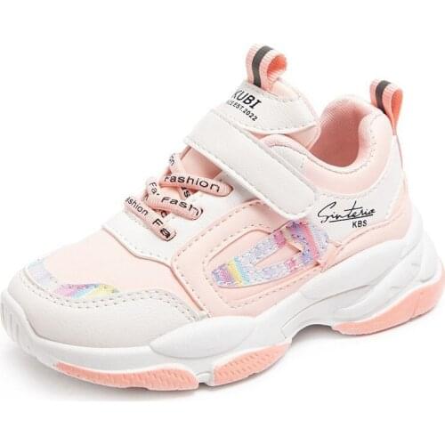 Kids Sneakers 2021 Spring New PU Leather Soft Fashion Girls Shoes Anti-slippery Student Children Flat Running Shoes Zapatillas