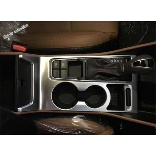 Lapetus Front Seat Water Cup Holder Panel Frame Cover Trim Kit Fit For Hyundai Tucson 2016 2017 2018 2019 2020 ABS Pearl Chrome