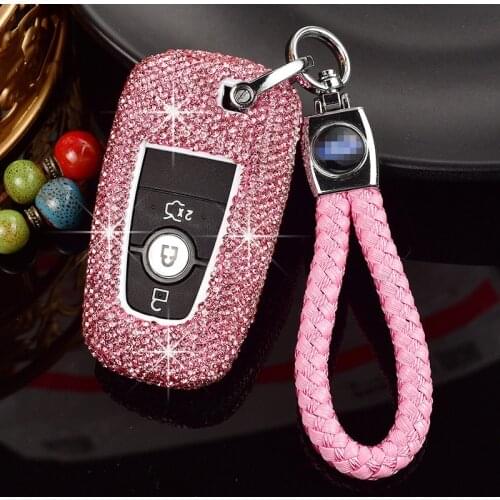 Fashion Car Ornament Bling Bling Car Key Protective Case Shell For FORD Focus Mondeo Mustang Taurus S-max edge