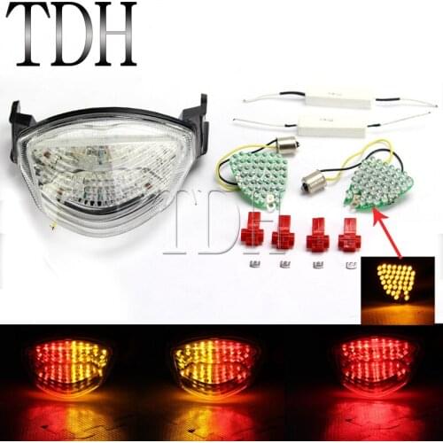 Motorcycle Clear Taillights For Suzuki GSXR1000 05-06 2005 2006 Rear Tail Light Brake Turn Signals Integrated LED Light