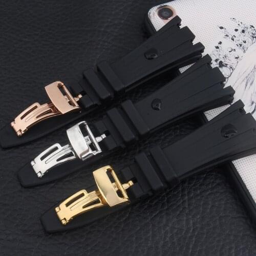 Watchbands For AP ROYAL OAK OFFSHORE DIVER 26MM 28MM Black Waterproof Rubber Strap Mens Mechanical Watch Accessories