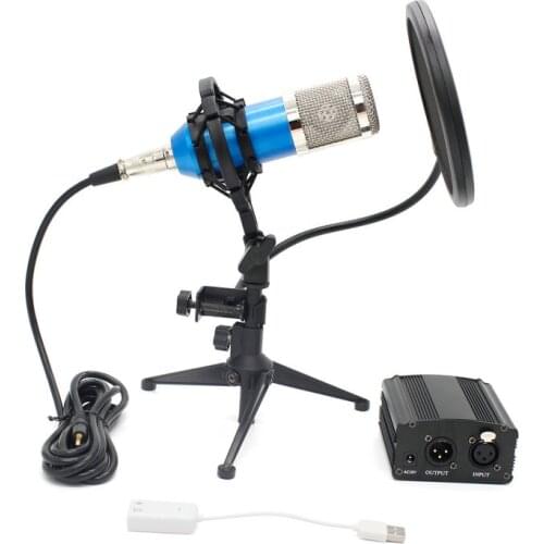 New BM 800 Microphone Professional Recording Condenser Microphone Portable Filter Triangle Bracket Kit Phantom Power
