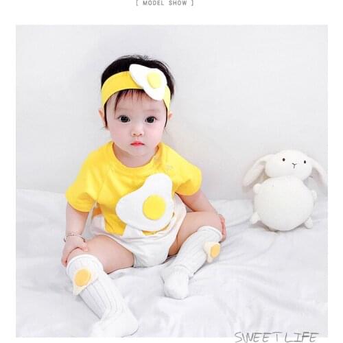 Infant One-piece Clothes Summer Thin Newborn Boys And Girls' Triangle Fart Pants Poached Egg Climbing Clothes Short Sleeved