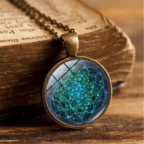 Mandala Pendant Necklace Sacred Geometry Crystal Round Time Gem Necklace Jewelry