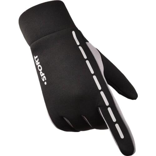 Winter Gloves Reflective Strip Outdoor Riding Waterproof Warm Full Finger Gloves Men Women Touch Screen Windproof Bicycle Gloves