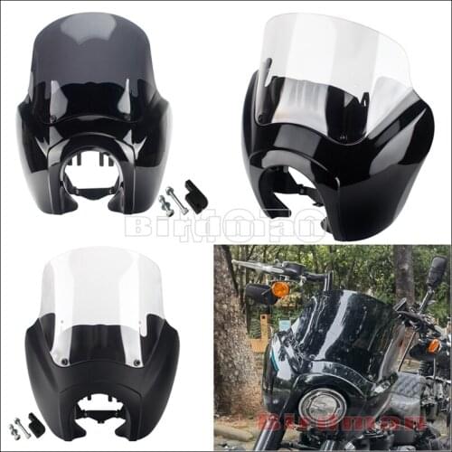 Motorcycle Headlight Fairing Front Light With 9" 12" Smoke Windscreen Air Deflector For Harley softail Street Bob 2018-2021