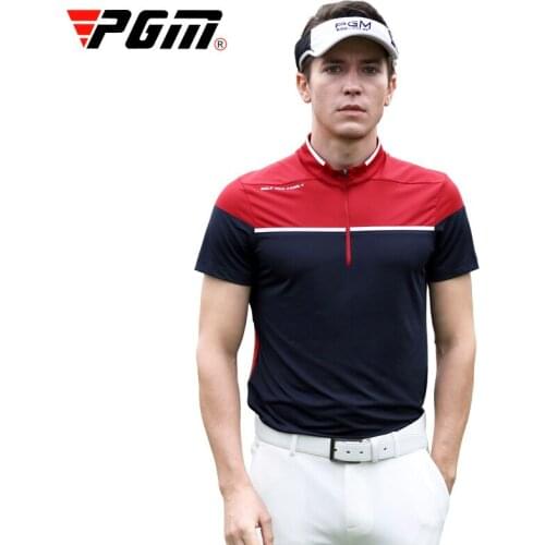 PGM Golf Ultra-Stretch Breathable Short-Sleeved T-shirt Summer Color Matching Quick-Drying Mens Clothes Yf247