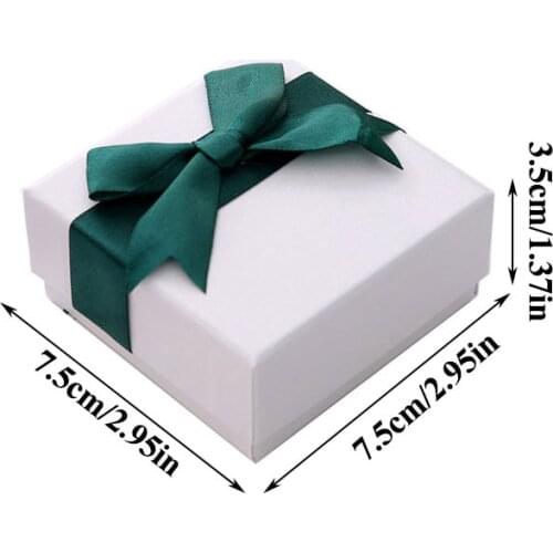 Simple Jewelry Box With Bow Ring Earring Necklace Box Packaging Small Present Gift Boxes Case Jewelry Accessories