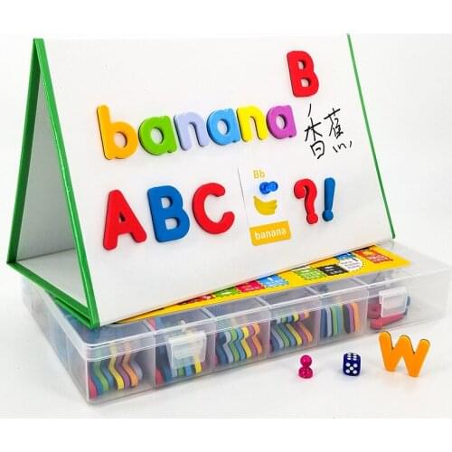English Uppercase Lowercase Letters Magnetic Stickers with Baseboard Pre-school Educational Kit Kids Educational Sticker Toys