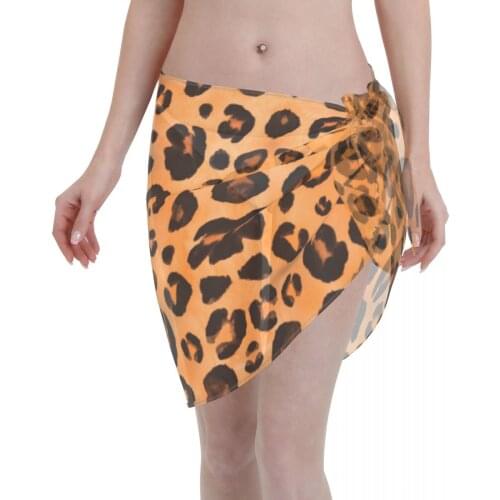 Sexy Women Beach Swimwear Pareo Scarf Cover Up Wrap Kaftan Sarong Beach Wear Watercolor Leopard Pattern Bikinis Cover-Ups Skirts