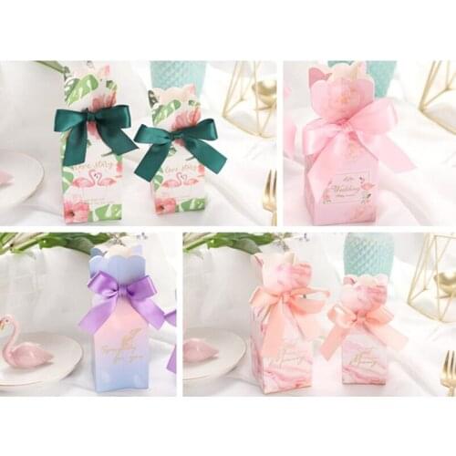 Wedding Favors and Gifts Box Paper Candy Boxes With Ribbon Bomboniera Giveaways Bags Baby Shower Birthday Party Decorations