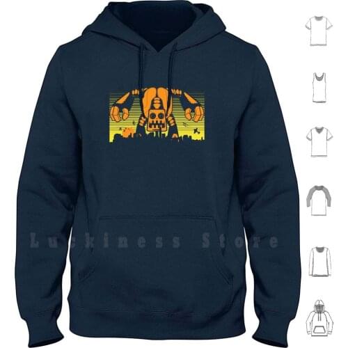 Robot Attack Hoodies Long Sleeve City Urban Robot Robots Mechanical Robot Attacks City Sci Fi Brev87