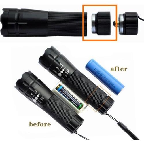 Extension Tube For Flashlight Torch 18650 Battery Extended Lengthen Fitting Bike Lamp Cycling Flashlight For Bike Accessories