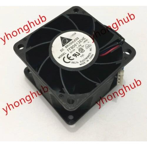 Delta Electronics FFB0612EHE NF00 DC 12V 1.20A 60x60x38mm Server Cooling Fan