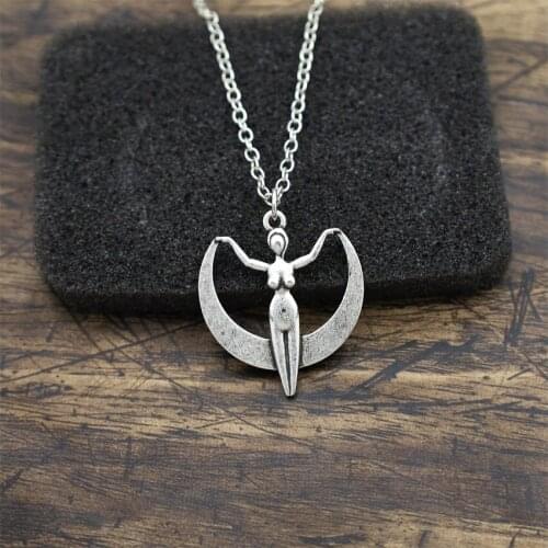 Wiccan Triple Moon Goddess Pendant Necklace Witchcraft Magic Supernatural Amulet Jewelry