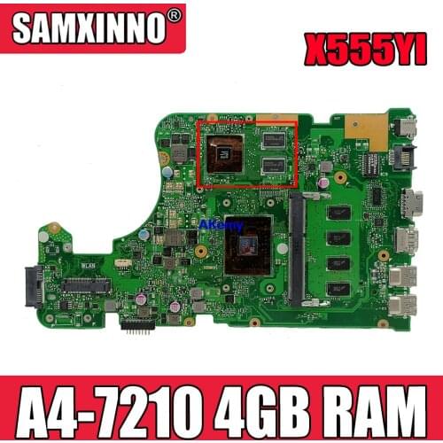 X555YI A4-7210CPU 4GB RAM mainboard REV 2.0 For ASUS X555D A555D X555DG X555YI laptop motherboard 90NB09C0-R00020 100% Tested