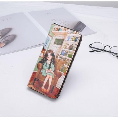 Z112-036A New Fashion Printed Cartoon Wallets Leather Purse with Bright Colors Day Clutches Women Bag