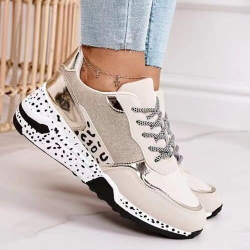 Women Sneakers 2021 Leopard Print Lace-Up Womens Vulcanize Shoes Platform Sports Ladies Sneakers Breathable casual Women Shoes