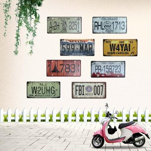 Paris Colorado Rome Tin Signs Wyoming Carolina Car Number License Plate Pub Bar Garage Vintage Decorative Metal Poster YN073